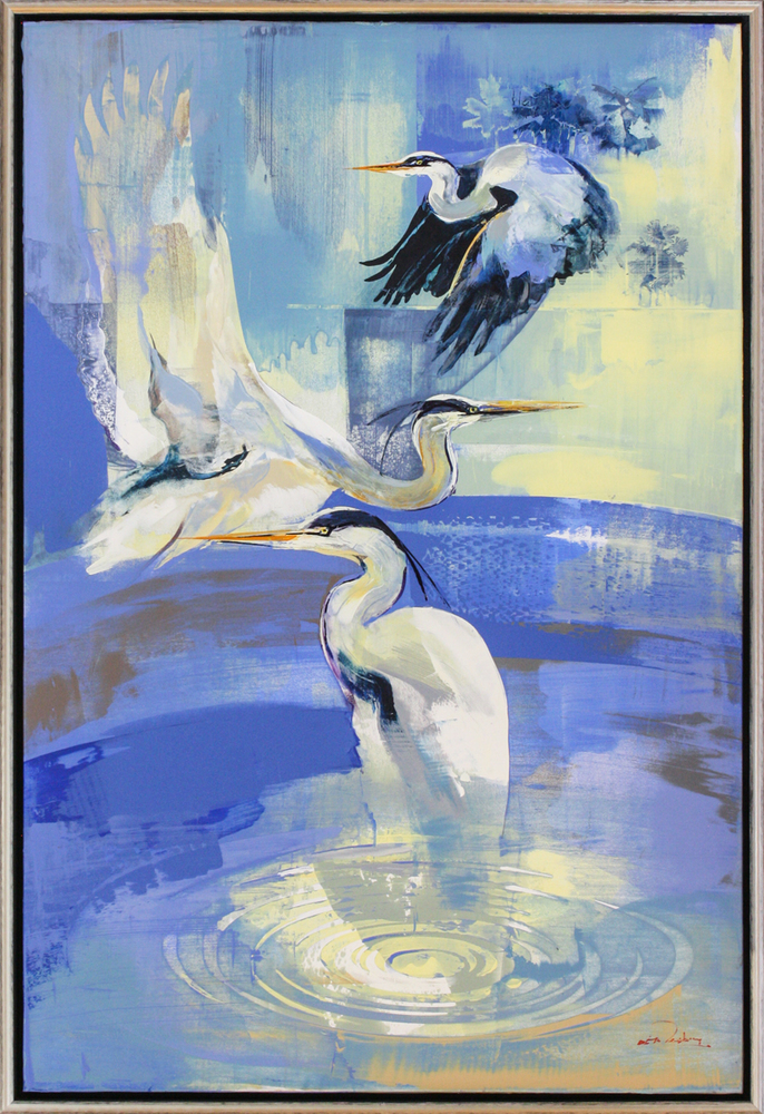 Derric van Rensburg - SWIRLING EGRETS - GICLEE - 71 X 36