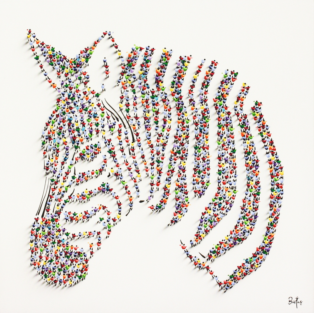 Francisco Bartus - ZEBRA - MIXED MEDIA ON CANVAS - 40 X 40