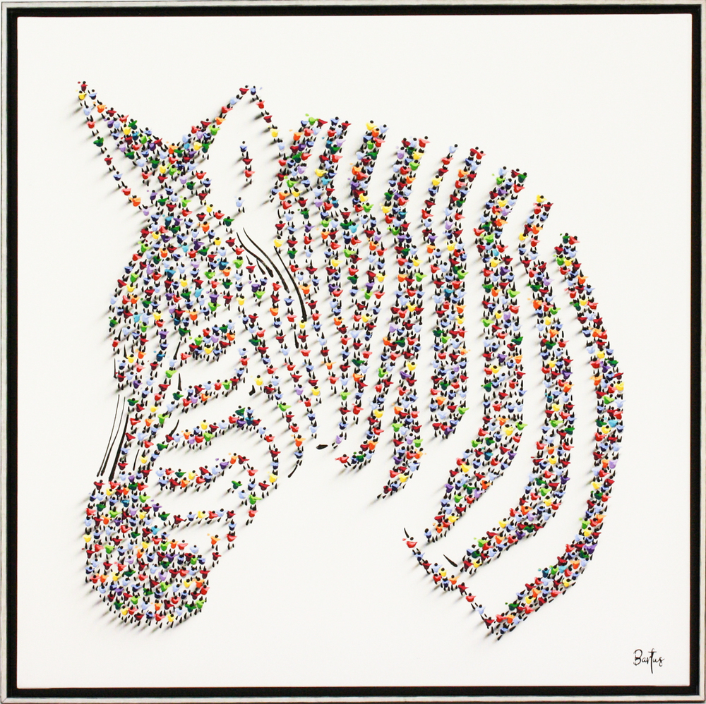 Francisco Bartus - ZEBRA - MIXED MEDIA ON CANVAS - 40 X 40