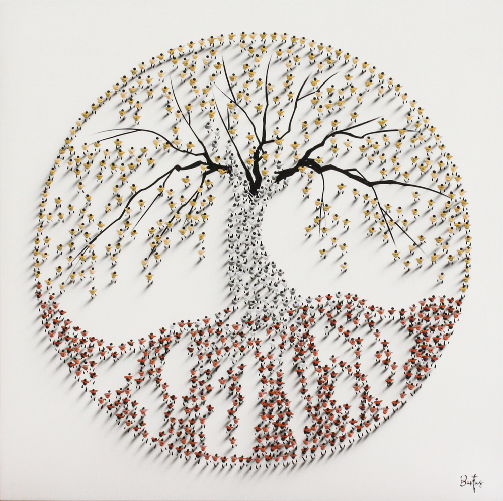 Francisco Bartus - TREE OF LIFE - MIXED MEDIA ON CANVAS - 40 X 40