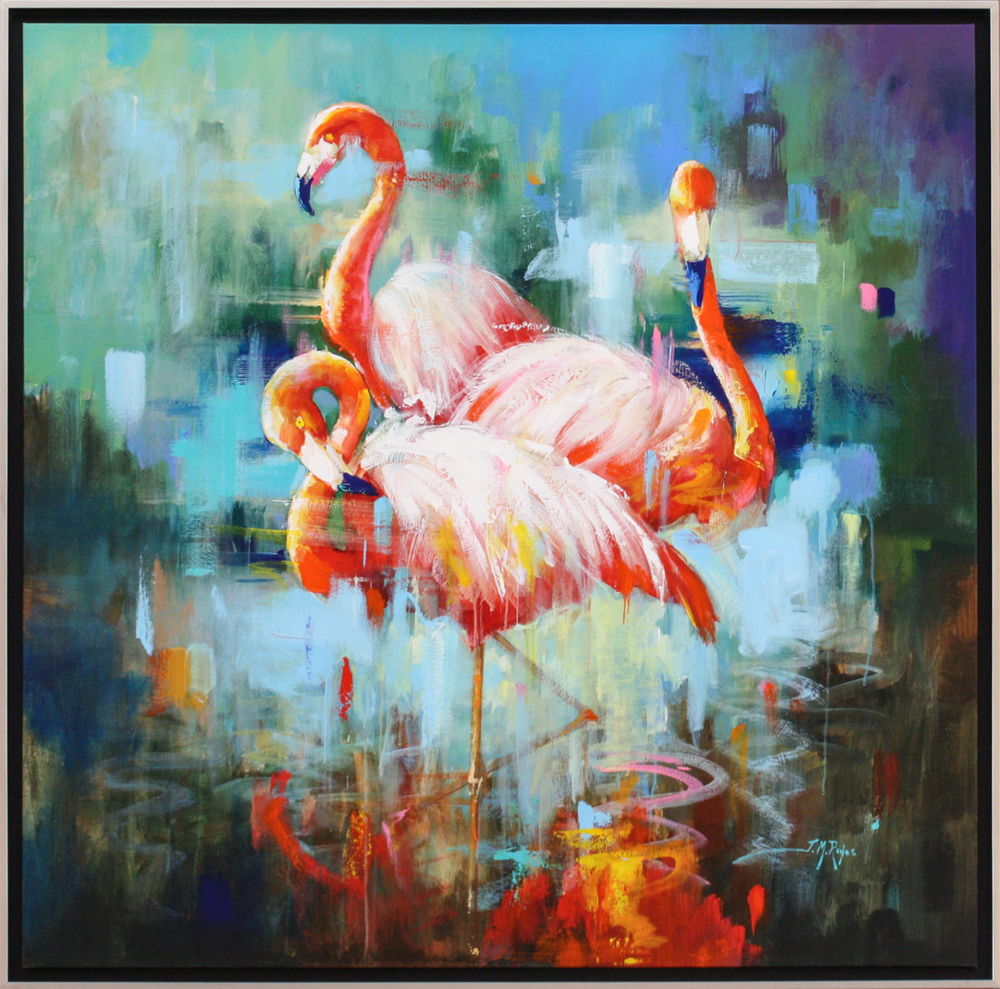 Jose Manuel Reyes - PINK ON BLUE - ACRYLIC ON CANVAS - 49 X 48