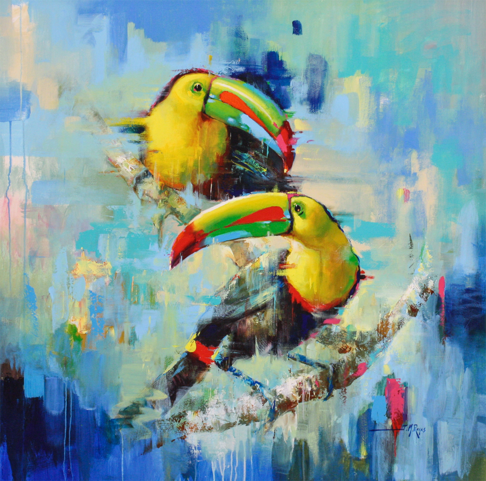 Jose Manuel Reyes - TOUCAN TALK - ACRYLIC ON CANVAS - 48 X 48