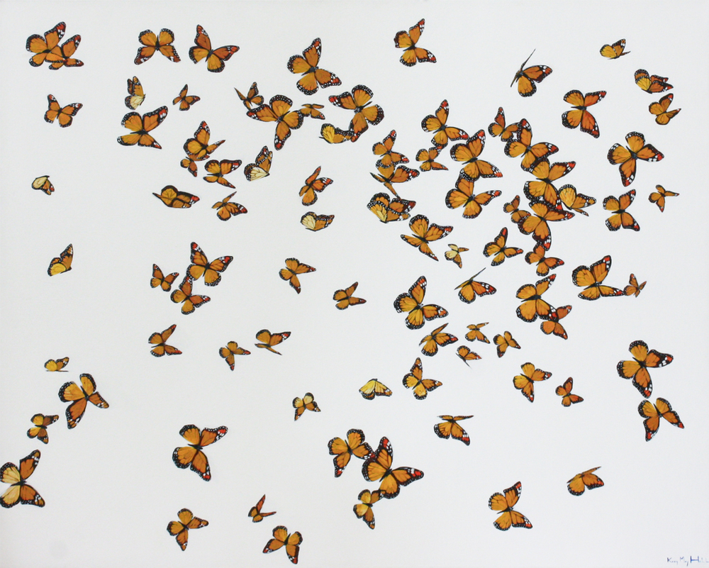 Kirsty May Hall - MONARCH BUTTERFLIES - ACRYLIC ON  CANVAS - 51 X 55