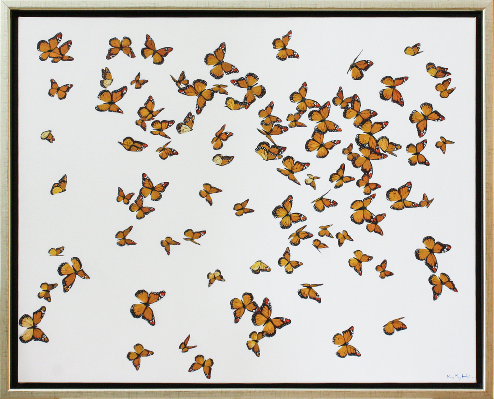 Kirsty May Hall - MONARCH BUTTERFLIES - ACRYLIC ON  CANVAS - 51 X 55