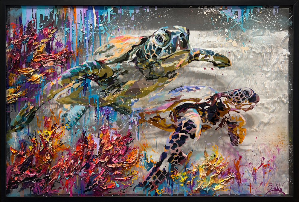 2Wild - FAMILY COLORS - MIXED MEDIA ON PLEXIGLASS - 40 X 60