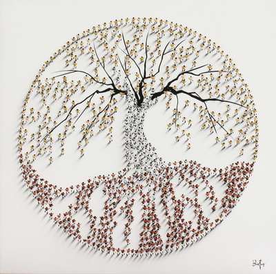 Francisco Bartus - TREE OF LIFE - MIXED MEDIA ON CANVAS - 40 X 40