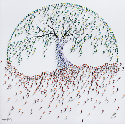 Francisco Bartus - TREE OF LIFE - MIXED MEDIA ON CANVAS - 45 X 45