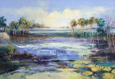 Margaret Gradwell - FIELDS OF WATER - ACRYLIC AND OIL ON CANVAS - 43 X 62 1/2